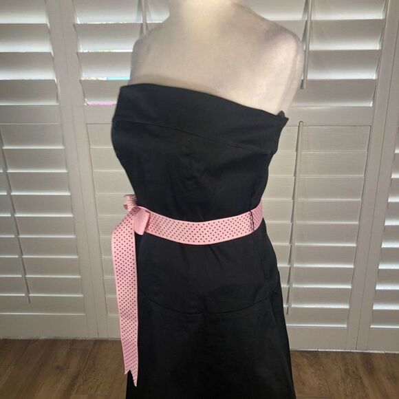Vtg Strapless Black Pin Up Style Rockabilly Dress 4 Cotton Spandex Swing 80s 90s - Picture 9 of 12